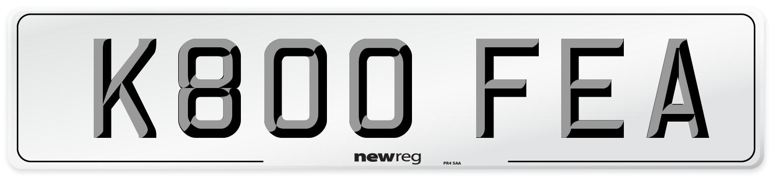 K800 FEA Number Plate from New Reg